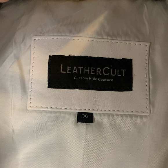 Fringe White Leather Jacket, XS - Picture 4 of 4